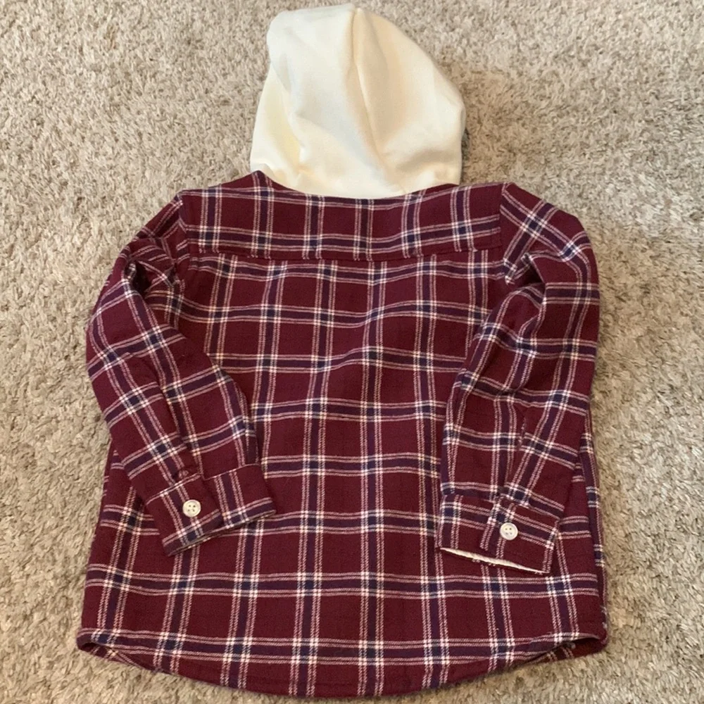 Buffalo David Britton Dark Red Plaid Jacket, Gray Pants, Navy T-Shirt Boys 2T
